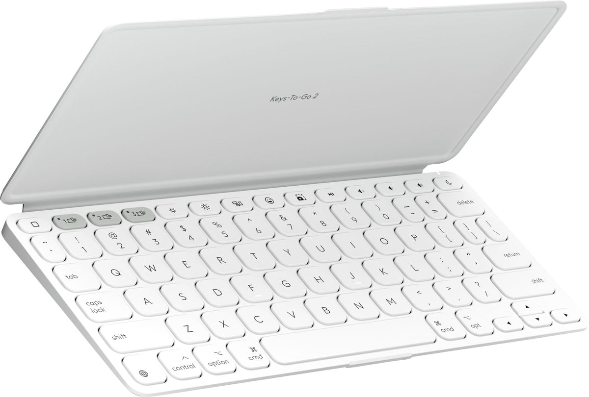 Logitech - Keys-To-Go 2 Slim Portable Bluetooth Keyboard for iPad, iPhone, Mac, and Apple TV With Built-in Cover - Pale Gray