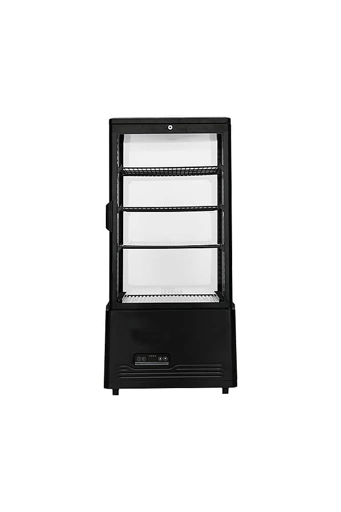 Premium Levella - 2.9 Cu. Ft. 4-Sided Glass Commercial Merchandiser Refrigerated Display Case - Black