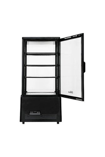 Premium Levella - 2.9 Cu. Ft. 4-Sided Glass Commercial Merchandiser Refrigerated Display Case - Black