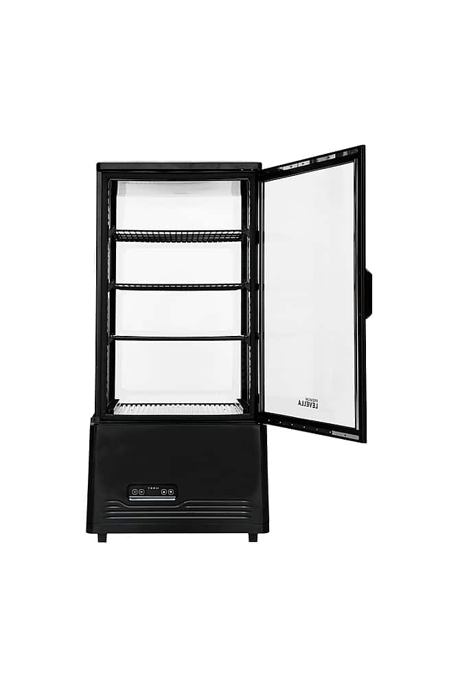 Premium Levella - 2.9 Cu. Ft. 4-Sided Glass Commercial Merchandiser Refrigerated Display Case - Black