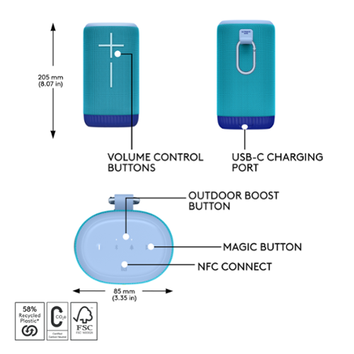 Ultimate Ears - EVERBOOM Portable Wireless Bluetooth Speaker with Waterproof, Dustproof and Floatable design - Cobalt Blue