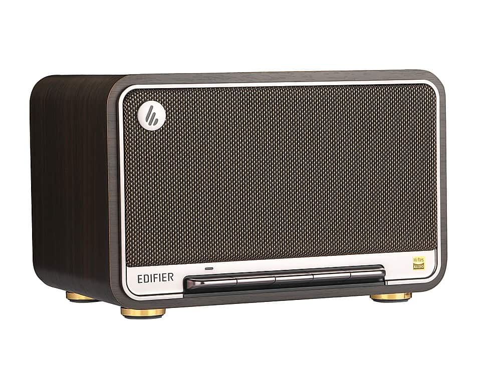 Edifier - D32 Portable Bluetooth 5.3 Wireless Speaker with Apple AirPlay High Resolution Audio and 11 Hour Battery Life - Black Walnut