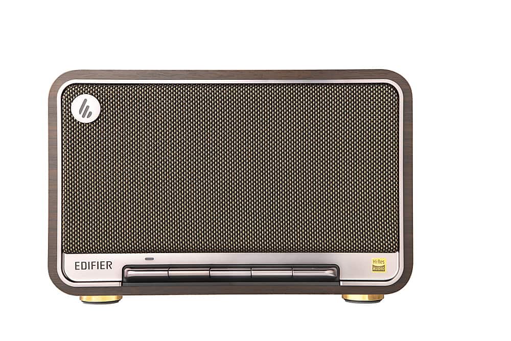 Edifier - D32 Portable Bluetooth 5.3 Wireless Speaker with Apple AirPlay High Resolution Audio and 11 Hour Battery Life - Black Walnut