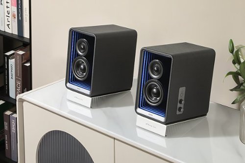 Edifier - QR65 2.0 Bluetooth Multimedia Speaker System with 65W GaN Charging, Lighting Effects, and Strong Base (Pair) - Black