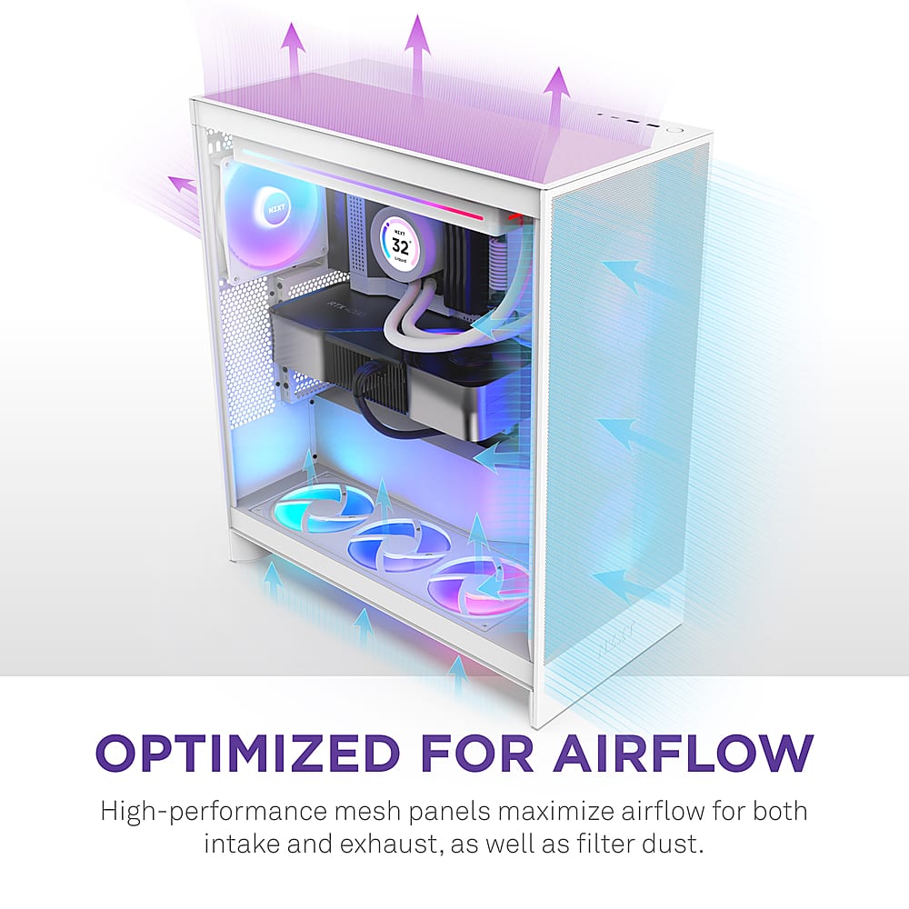 NZXT - H7 Flow 2024 Mid-Tower ATX PC Case - White