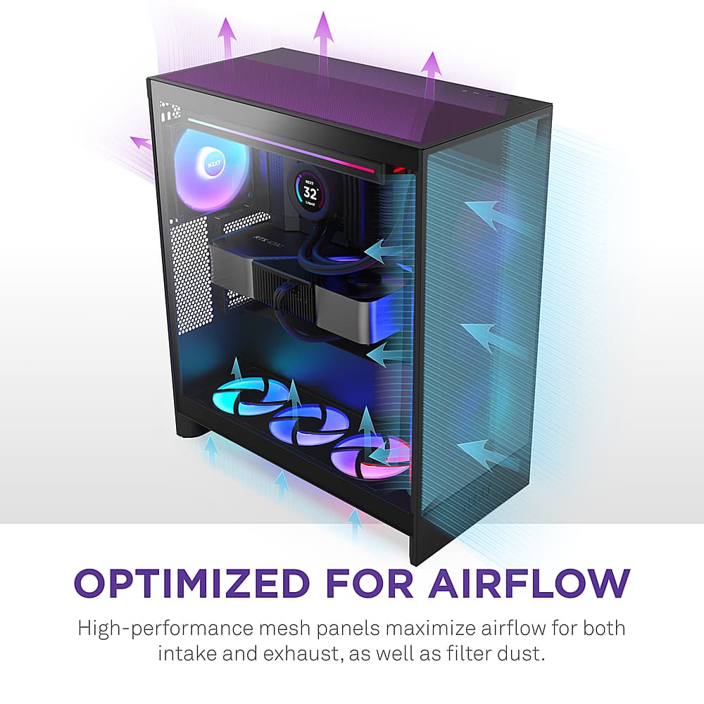 NZXT - H7 Flow 2024 Mid-Tower ATX PC Case with RGB Fans - Black