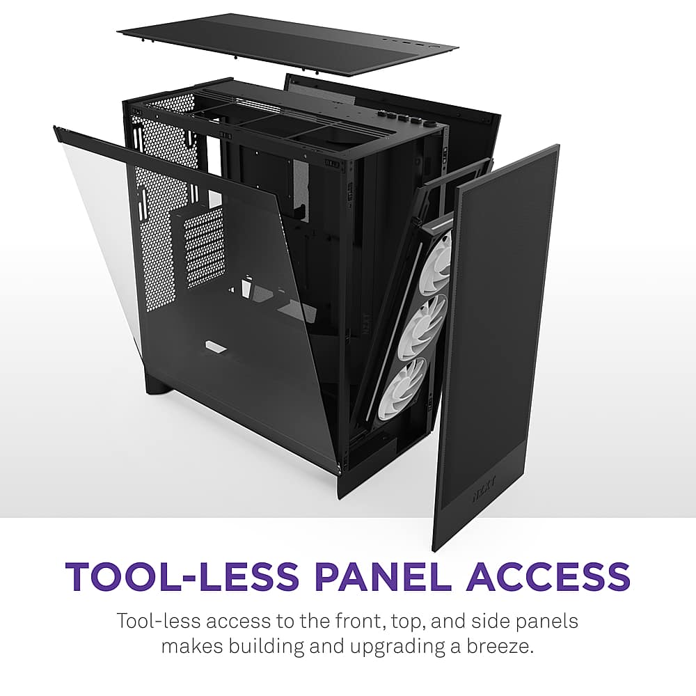 NZXT - H7 Flow 2024 Mid-Tower ATX PC Case with RGB Fans - Black