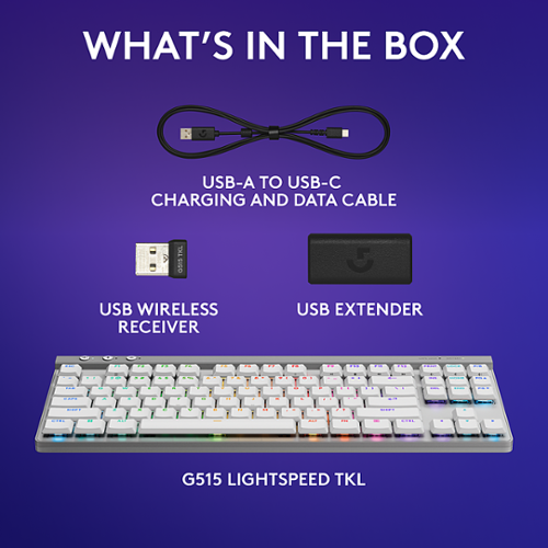 Logitech - G515 LIGHTSPEED TKL Wireless Mechanical Tactile (Brown) Switch Gaming Keyboard with LIGHTSYNC RGB - White