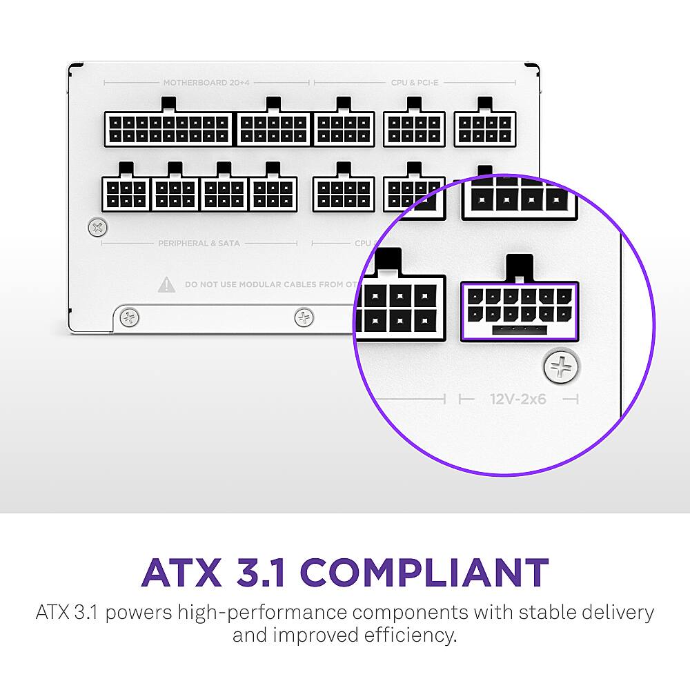 NZXT - C 850W ATX 3.1 80 Plus Gold Fully Modular Power Supply - White