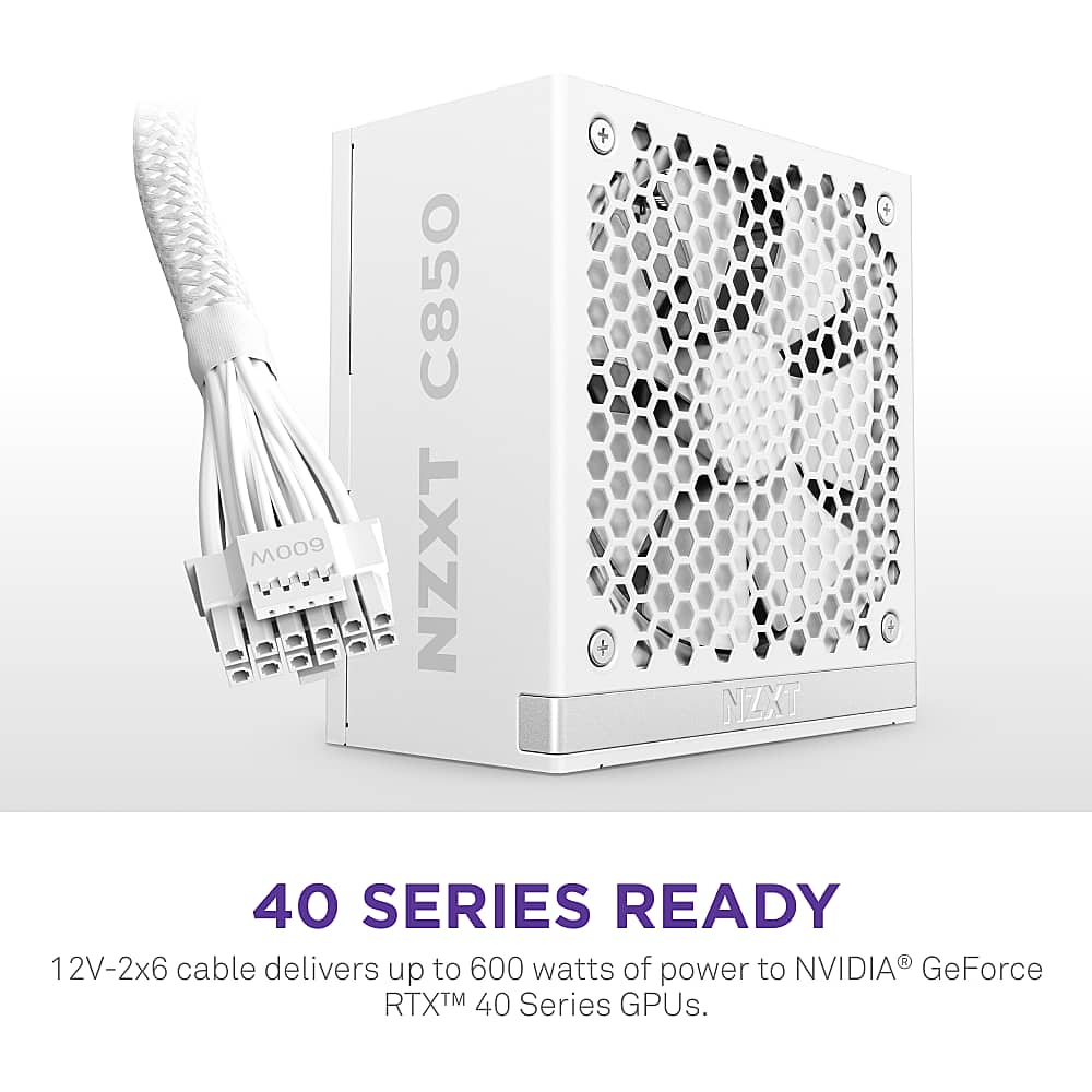 NZXT - C 850W ATX 3.1 80 Plus Gold Fully Modular Power Supply - White