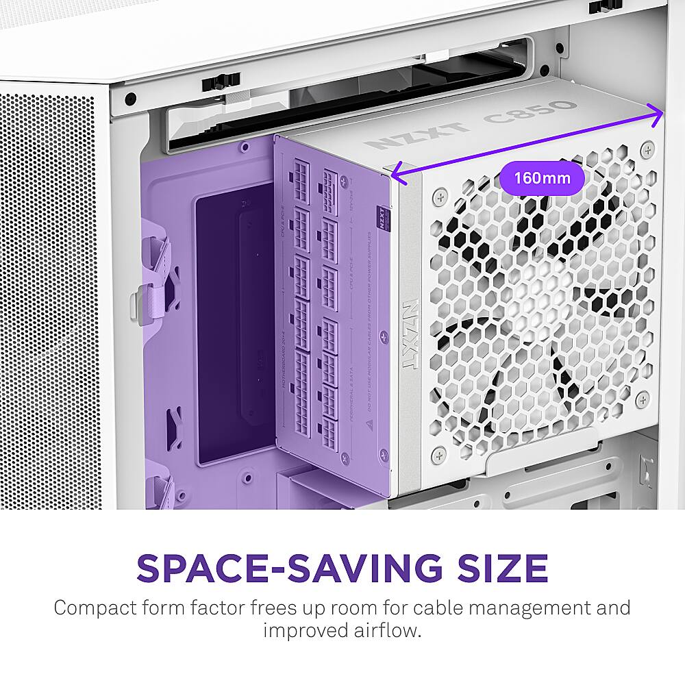 NZXT - C 850W ATX 3.1 80 Plus Gold Fully Modular Power Supply - White