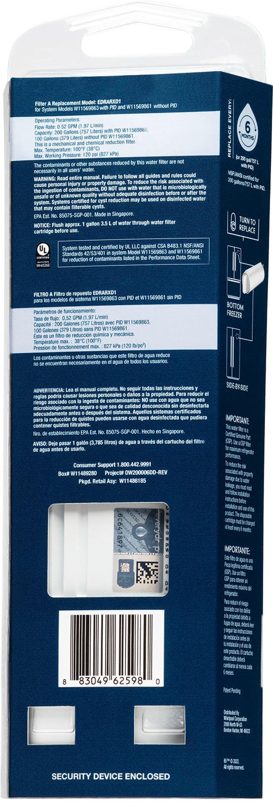 Whirlpool - Everydrop Refrigerator Water Filter A - White