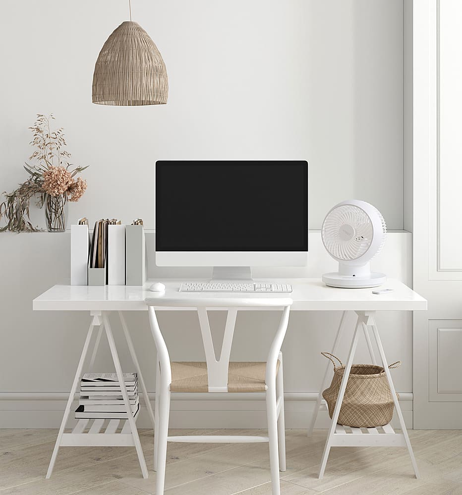 IRIS USA WOOZOO Fan with Remote, 360° Oscillating Fan, Desk Fan - White