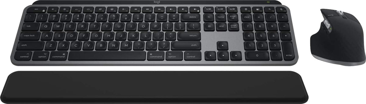 Logitech - MX Keys S Combo for Mac Full-size Wireless Scissor Keyboard and Mouse Bundle for MacBook, iMac, iPad with Palm-rest - Space Gray