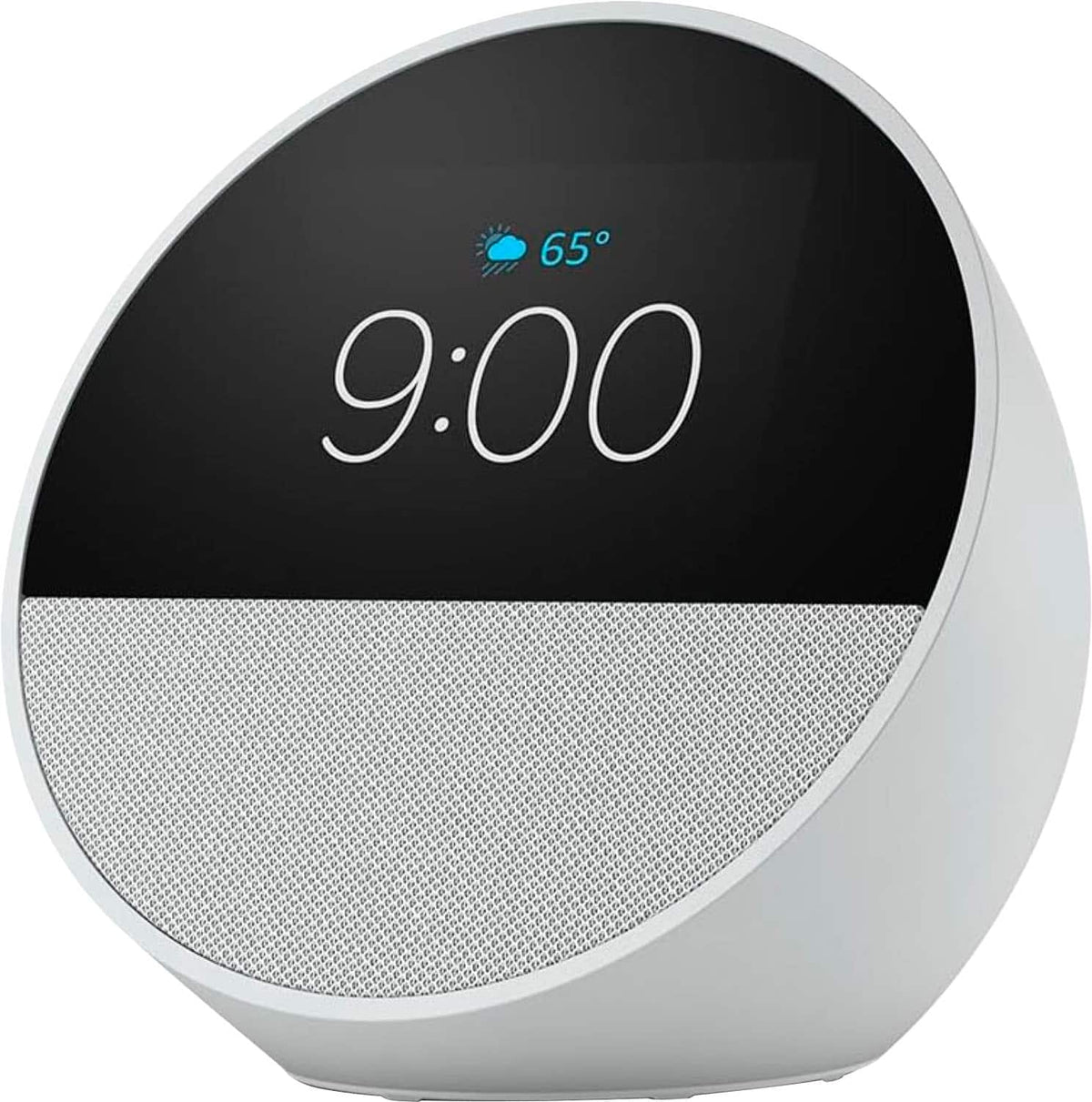 Amazon - Echo Spot (2024 release), Smart alarm clock with vibrant sound and Alexa - Glacier White