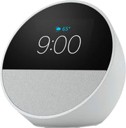 Amazon - Echo Spot (2024 release), Smart alarm clock with vibrant sound and Alexa - Glacier White