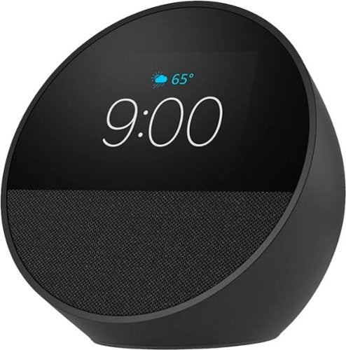 Amazon - Echo Spot (2024 release), Smart alarm clock with vibrant sound and Alexa - Black