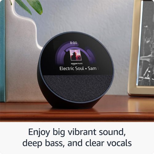 Amazon - Echo Spot (2024 release), Smart alarm clock with vibrant sound and Alexa - Black