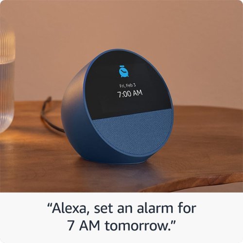 Amazon - Echo Spot (2024 release), Smart alarm clock with vibrant sound and Alexa - Black