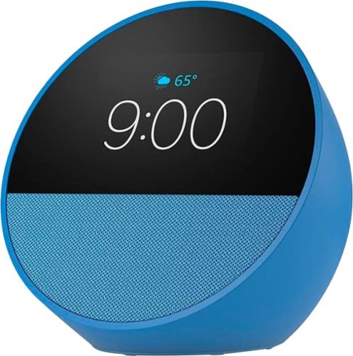 Amazon - Echo Spot (2024 release), Smart alarm clock with vibrant sound and Alexa - Ocean Blue