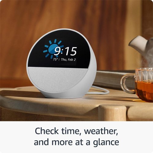 Amazon - Echo Spot (2024 release), Smart alarm clock with vibrant sound and Alexa - Ocean Blue