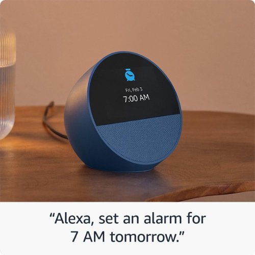 Amazon - Echo Spot (2024 release), Smart alarm clock with vibrant sound and Alexa - Ocean Blue