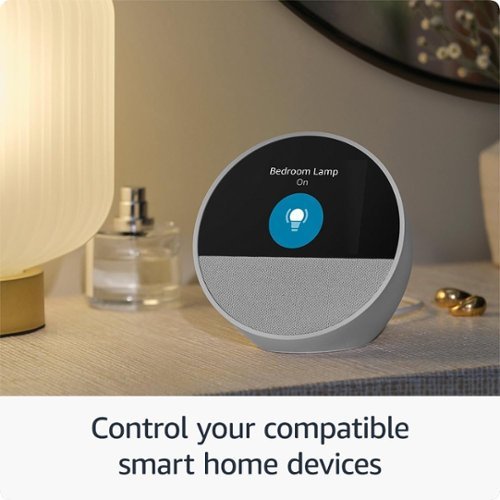 Amazon - Echo Spot (2024 release), Smart alarm clock with vibrant sound and Alexa - Ocean Blue