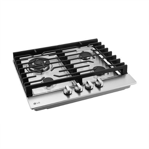 LG - 24-in Wide Built-in Gas Cooktop with 4 Burners and 14K UltraHeat Burner - Stainless Steel
