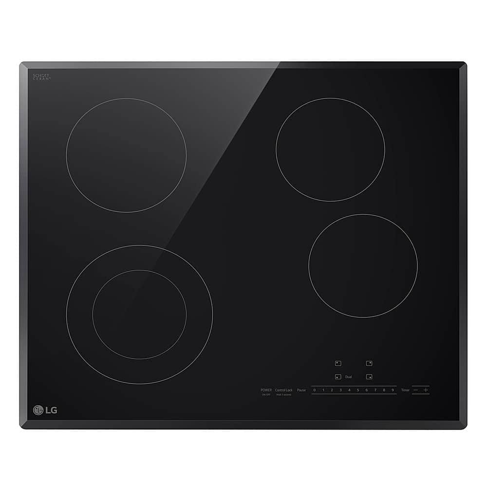 LG - 24-in Wide Built-In Electric Cooktop with 4 Elements and SmoothTouch Glass Controls - Black