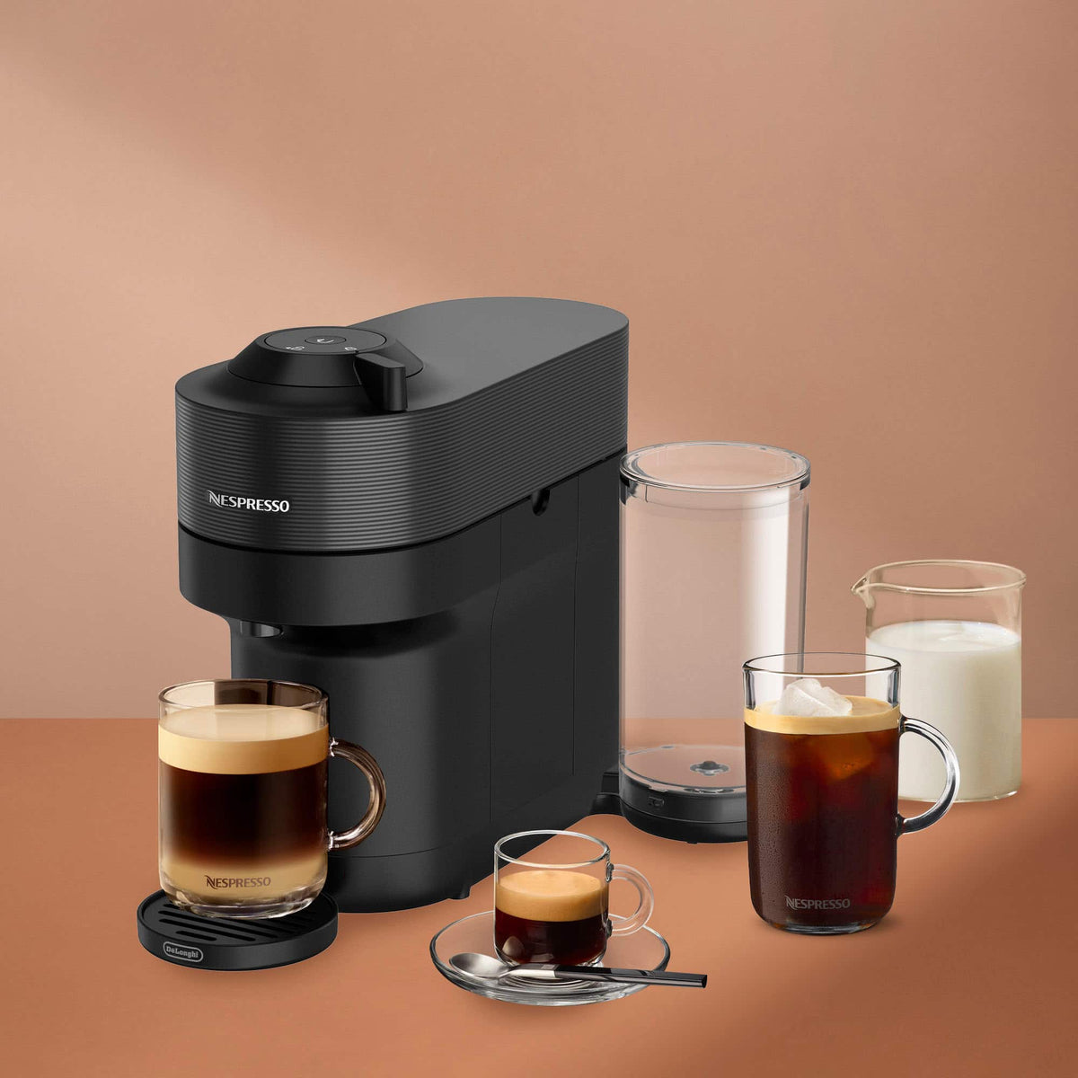 Nespresso - Vertuo Pop+ Coffee and Espresso Maker by De'Longhi with Milk Frother - Liquorice Black