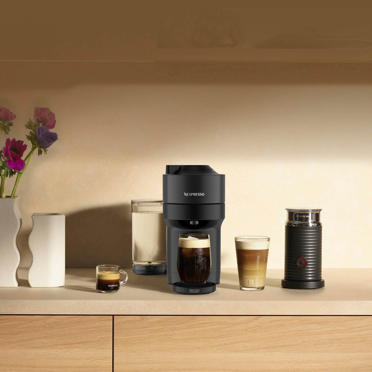 Nespresso - Vertuo Pop+ Coffee and Espresso Maker by De'Longhi with Milk Frother - Liquorice Black