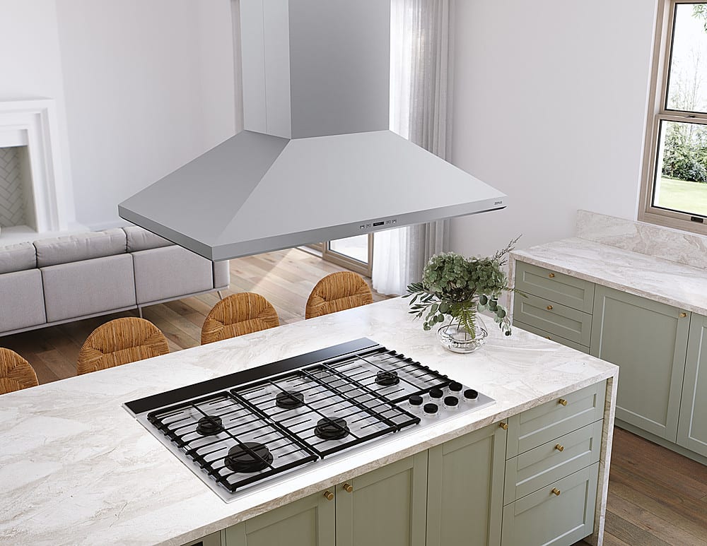 Zephyr - 48 inches - Externally Vented - Island Range Hood - Stainless Steel