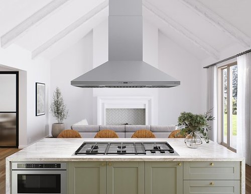 Zephyr - 42 inches - Externally Vented - Island Range Hood - Stainless Steel