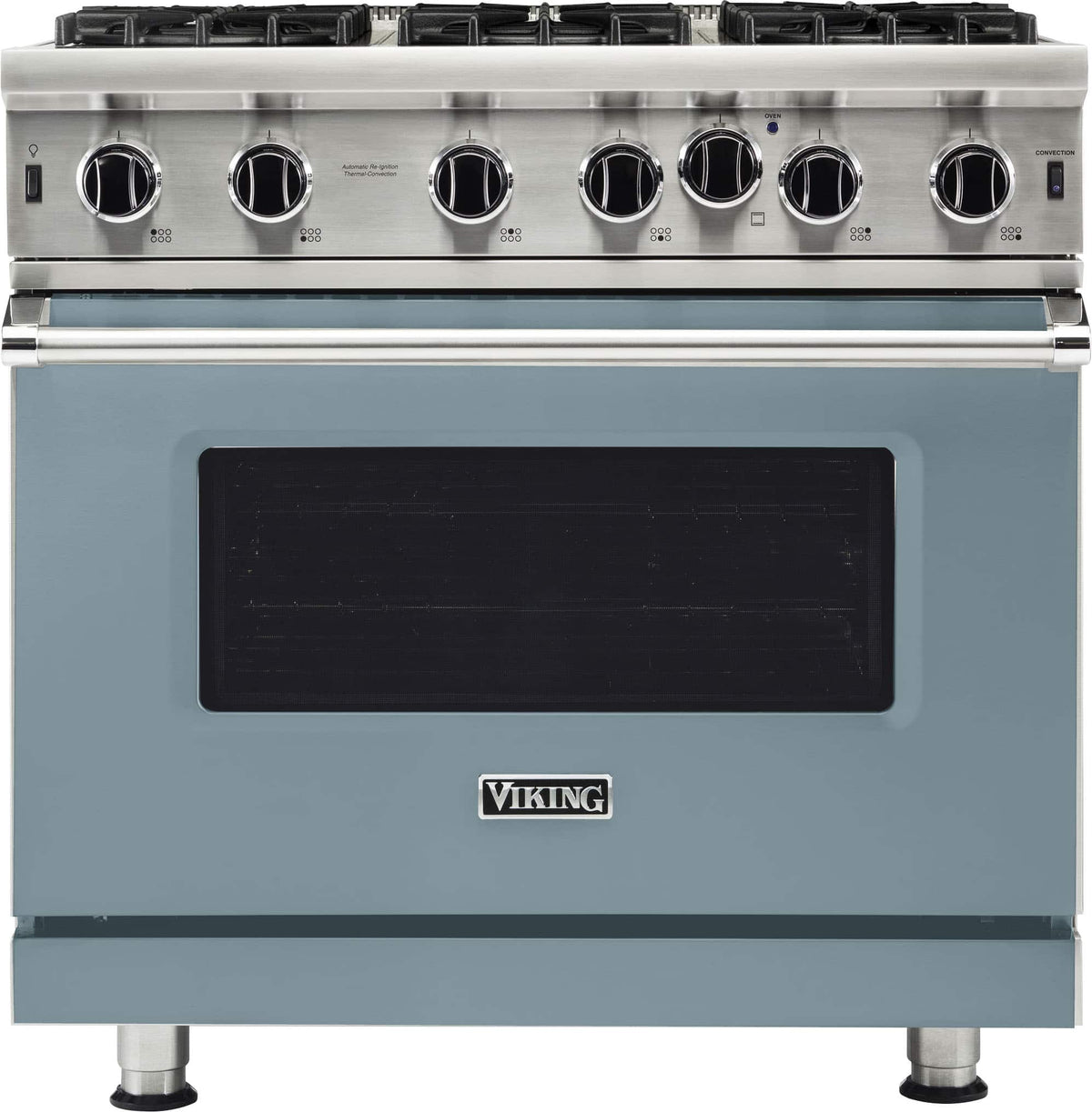 Viking - 36"W. P5S 5.1 Cu. Ft. Freestanding LP 6 Burner Gas Convection Range - November Sky - November Sky