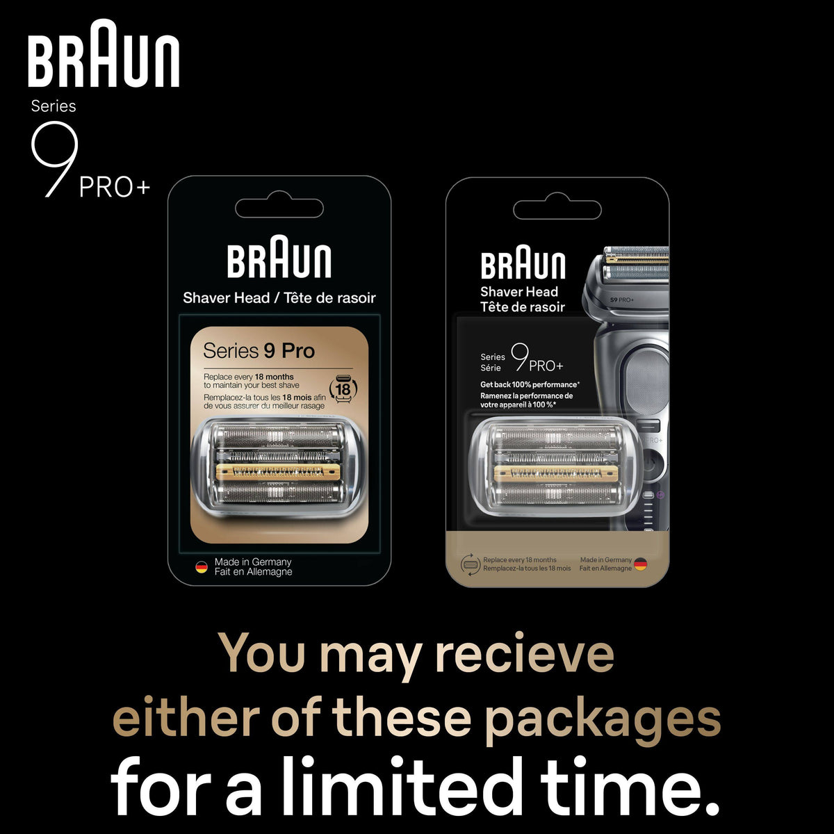 Braun - Series 9 PRO+ Men's Electric Shaver Head Replacement 96M Electric Shavers - Silver