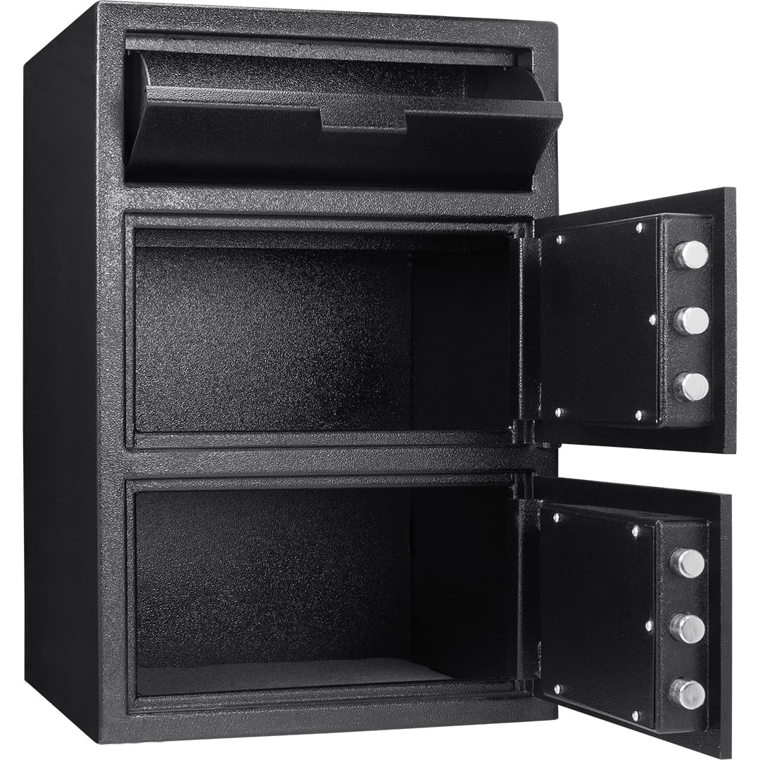 Barska - Large Digital Depository Safe with Drop Slot-Solid Steel, Dual Keypad Access, 5 Deadbolts - Black
