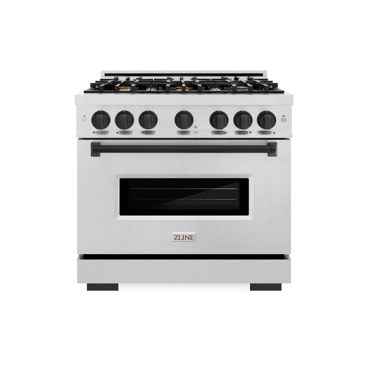 ZLINE - 36 in. Wide 6 Burner Autograph Classic Dual Fuel Satin Steel Range with Black Accents (CDRSZ-36-MB) - Stainless Steel