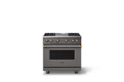 Viking - 36 in. Wide Pro 5 Series 5.1 Cu. Ft. Freestanding Sealed 4 Burner LP Gas Convection Range/Griddlewith Brushed Brass - Damascus Gray