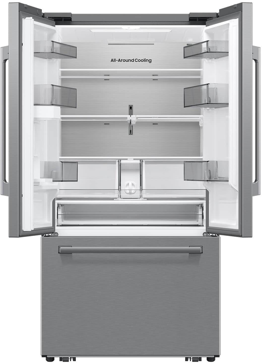 Samsung - 36 in. Wide Bespoke AI 25 cu. ft. Counter Depth 3-Door French Door Refrigerator with Zero Clearance Fit - Stainless Steel