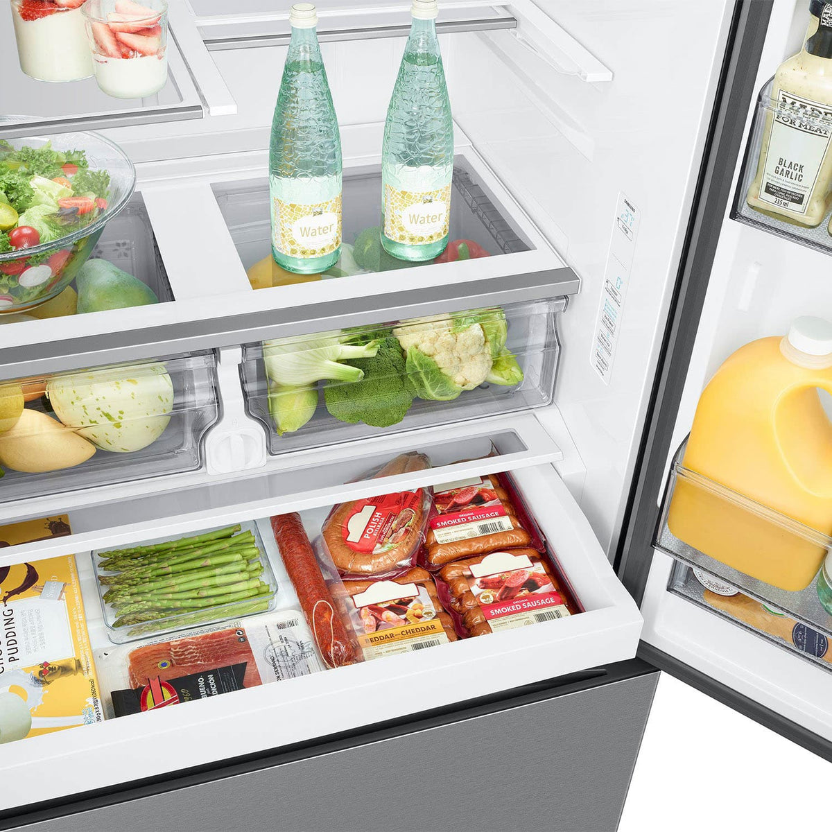 Samsung - 36 in. Wide 26 cu. ft. Mega Capacity Counter Depth 3-Door French Door Refrigerator with External Water and Ice Dispenser - Stainless Steel