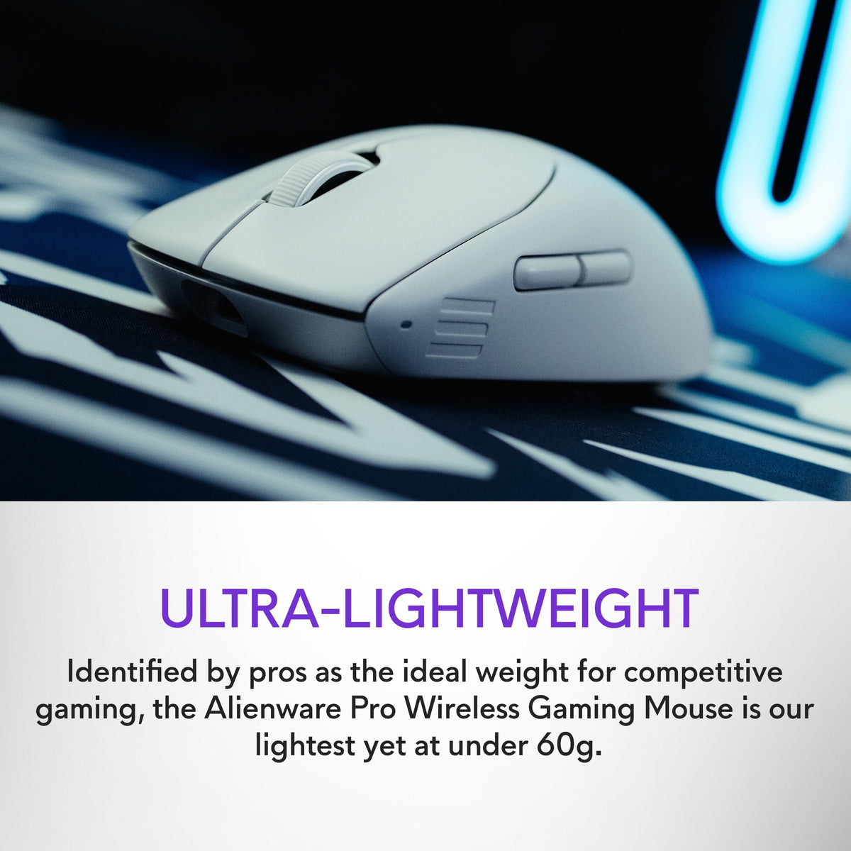 Alienware - Pro Optical Ambidextrous Gaming Mouse for PC with 6 Programmable Buttons - Wireless - Lunar Light