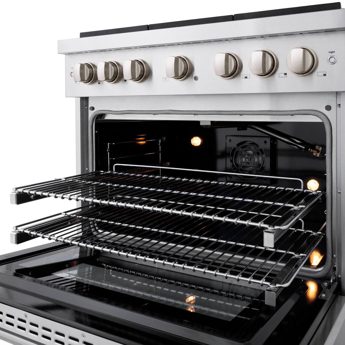 ZLINE - 36 in. Wide 6 Burner 5.2 cu. ft. Paramount Freestanding Gas Range Cooktop and Convection Gas Oven in Stainless Steel - Stainless Steel