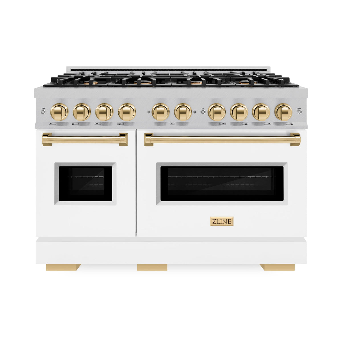 ZLINE - 48 in. Wide 8 Burner Autograph Classic Dual Fuel Range with White and Gold Accents (CDRSZ-WM-48-G) - White