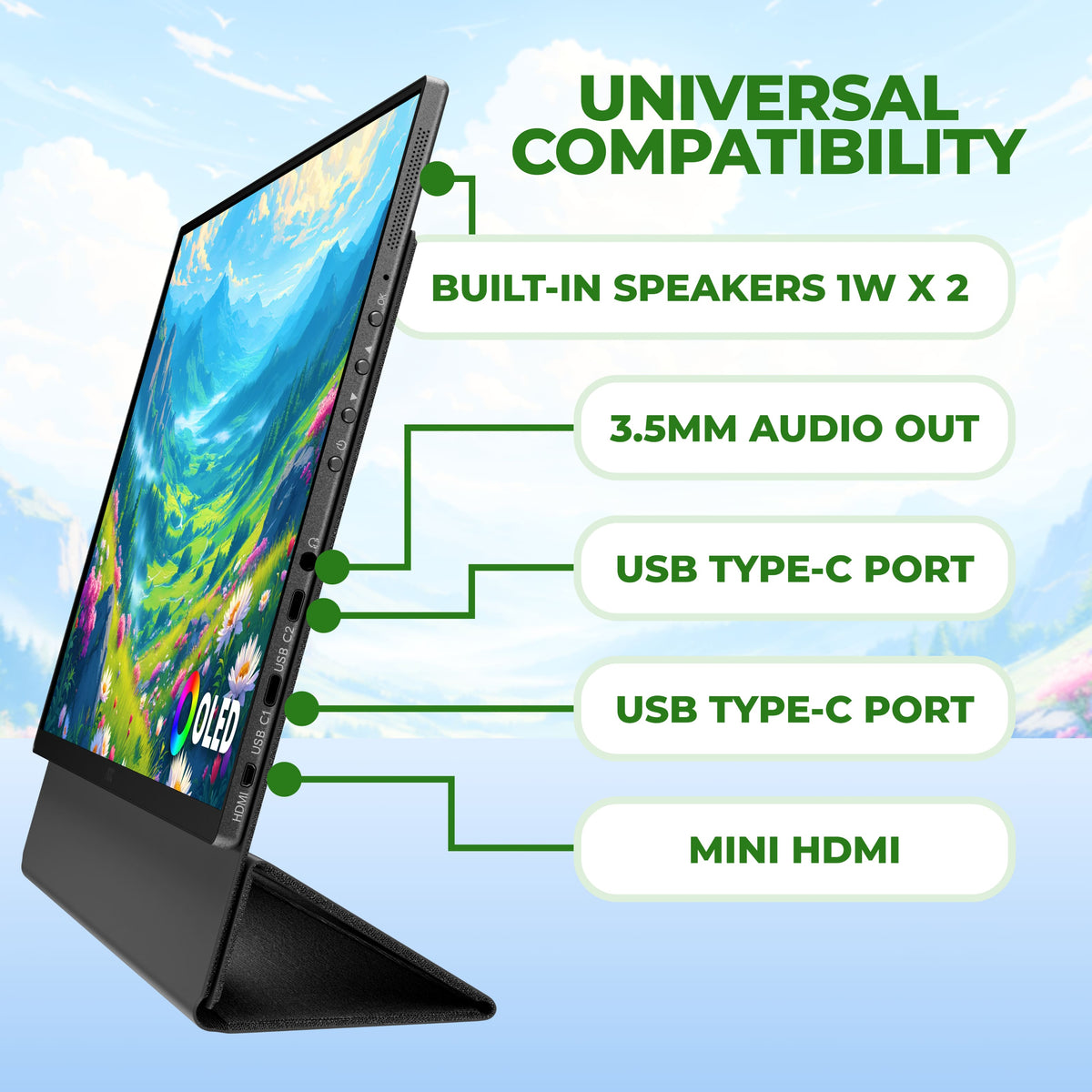 AOC - 16T40D 16" OLED WUXGA(1920x1200) Panel Portable USB-C Monitor - Black