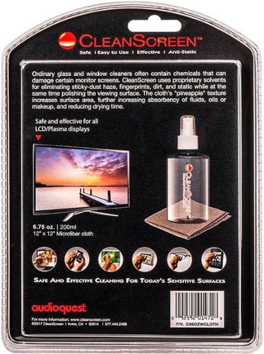 AudioQuest - CleanScreen Pack with 6 oz. (200 ml.) Bottle + Microfiber Cleaning Cloth