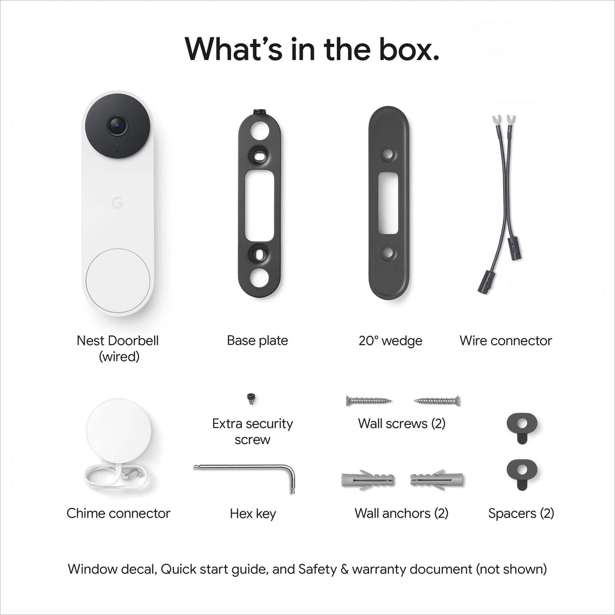 Google - Nest Doorbell (wired, 3rd gen) - Latest Model - 2K Video and Gemini - Snow