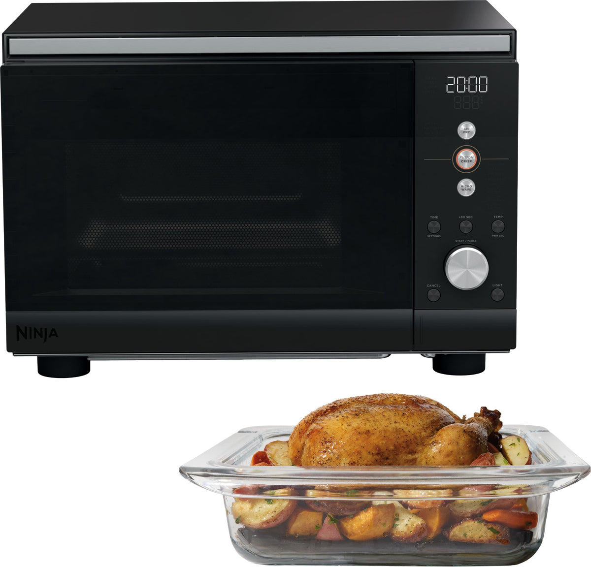 Ninja - Crispi Microwave and Air Fryer with FusionCrisp Technology - Black