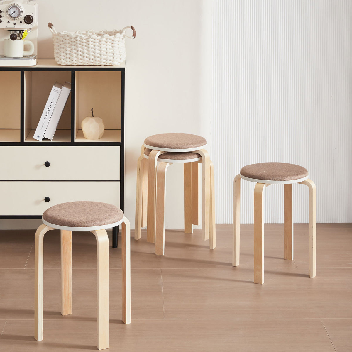 Stackable Round Backless Stools (Set of 4)