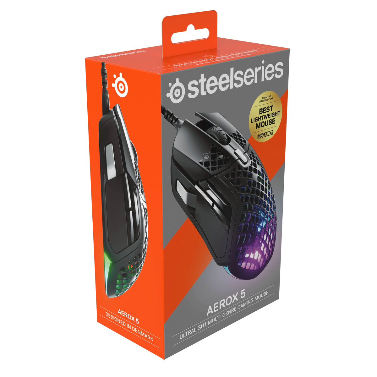 SteelSeries - Aerox 5 Ultra Lightweight Honeycomb Water Resistant Wired RGB Optical Gaming Mouse With 9 Programmable Buttons - Wired - Black