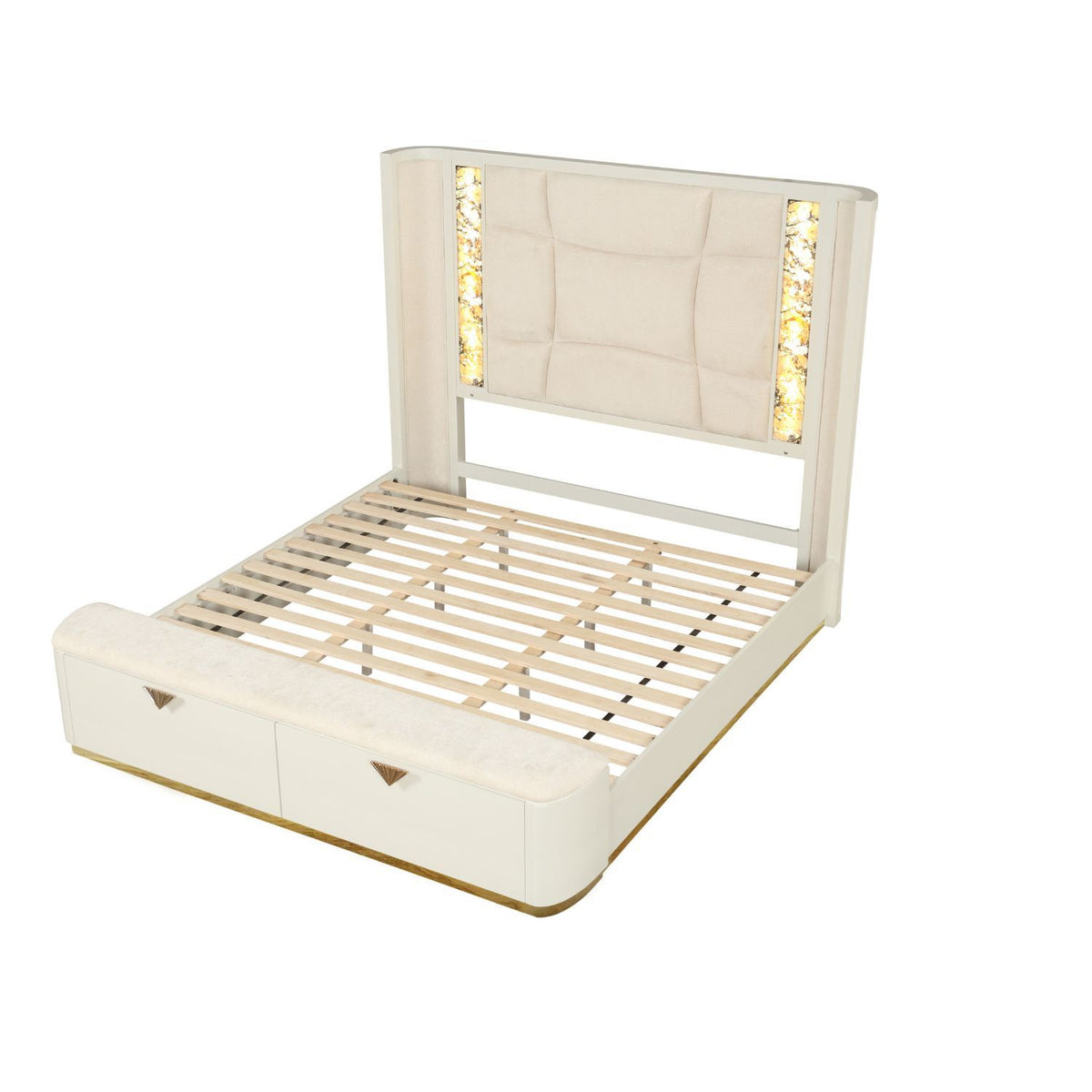 La Pierre - Cama con cajones de almacenamiento y cabecero LED